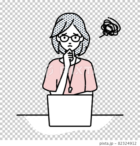 A teacher woman sitting at a desk and opening a PC A teacher woman sitting at a desk and opening a PC 82324912