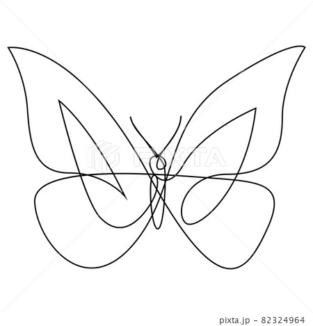 One line butterfly design silhouette. Hand drawn minimalism style vector illustration 82324964