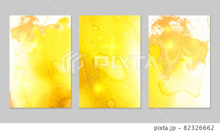Marble set of gold and lemon yellow backgrounds with texture 82326662