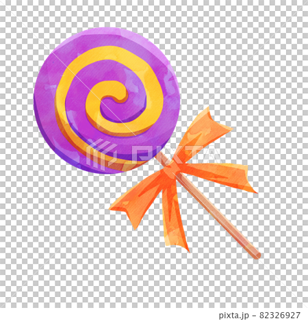 棒棒糖糖果紫色橙色萬聖節彩色水彩風格 82326927