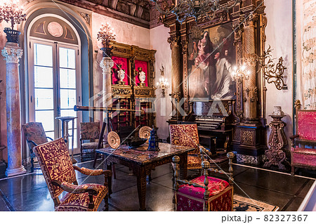 interiors of Villa Vizcaya, Miami, Florida, usa 82327367