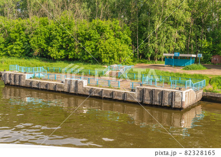 circle cruise leisure tourism water yachting people. carnival, 4k tourists seascape cruise liner lifeboat lower deck drone old pier on the river 82328165