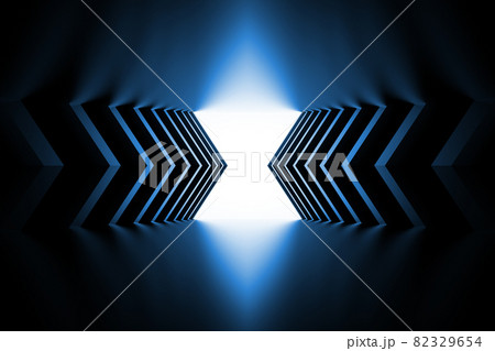 Abstract shiny blue triangular tunnel, 3d Abstract shiny blue triangular tunnel, 3d 82329654