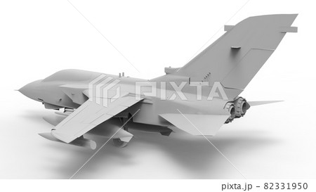 Military fighter aircraft. Three-dimensional raster illustration in the form of a completely white model. 3d rendering Military fighter aircraft. Three-dimensional raster illustration in the form of a completely white model. 3d rendering 82331950