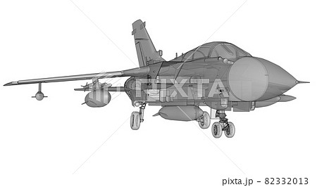 Military jet fighter silhouettes. Image of aircraft in contour drawing lines. The internal structure of the aircraft. 3d rendering 82332013