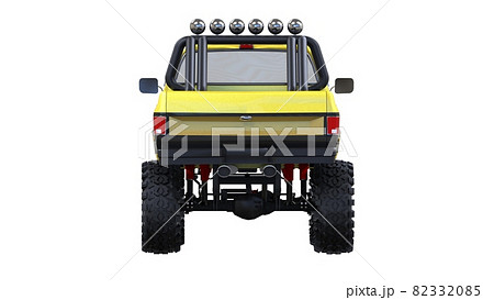 large pickup truck off-road. Full - training. Highly raised suspension. Huge wheels with spikes for rocks and mud. 3d illustration. large pickup truck off-road. Full - training. Highly raised suspension. Huge wheels with spikes for rocks and mud. 3d illustration. 82332085