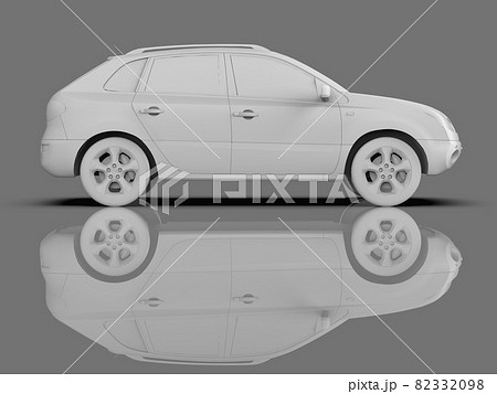 Compact city crossover white color on a gray glossy background with reflections. 3d rendering. Compact city crossover white color on a gray glossy background with reflections. 3d rendering. 82332098