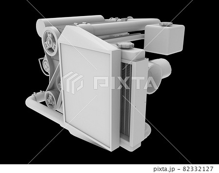 Modern Turbo Car Engine Isolated on Black Background. 3d rendering. 82332127