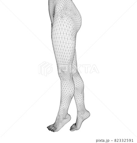 Vector illustration of a human body. Female legs in the form of a three-dimensional triangular mesh 82332591