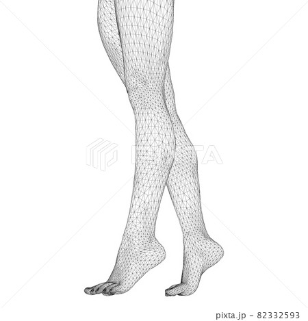 Vector illustration of a human body. Female legs in the form of a three-dimensional triangular mesh 82332593