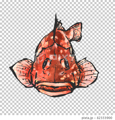 蝎子魚的手繪毛筆繪畫風格插畫 蝎子魚的手繪毛筆繪畫風格插畫 82333900