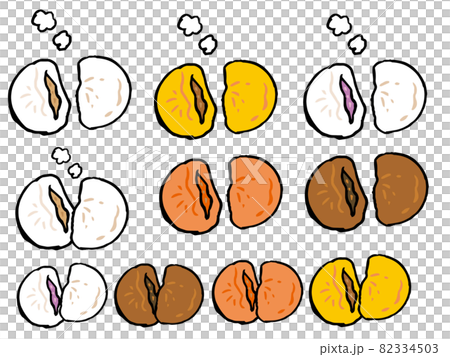 いろいろな中華まんのイラストセット いろいろな中華まんのイラストセット 82334503
