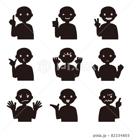 匿名の人物の影絵 感情表現ジェスチャー ベクターイラスト セット 匿名の人物の影絵 感情表現ジェスチャー ベクターイラスト セット 82334803