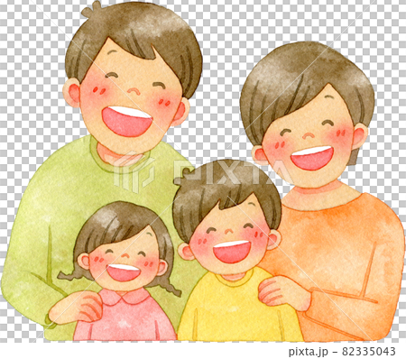 Watercolor illustration of a happy smiling family 82335043