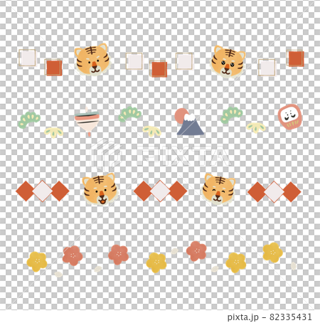 年末年始の飾り罫・トラ 年末年始の飾り罫・トラ 82335431