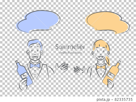 侍酒師解釋酒 簡單時尚的線條畫插圖 82335735