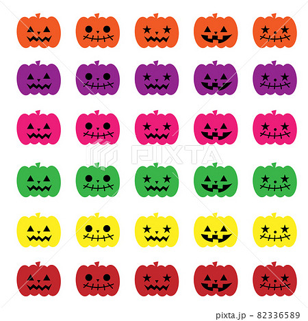 ハロウィンカラフルカボチャいろいろ 82336589