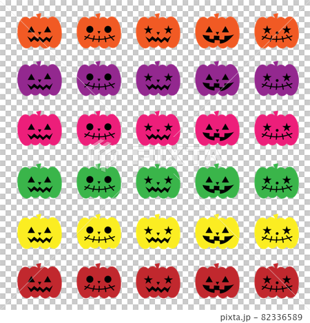 ハロウィンカラフルカボチャいろいろ 82336589