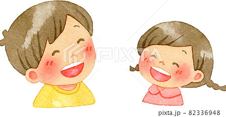 笑顔の子供たちの水彩イラスト(兄妹)のイラスト素材 [82336948] - PIXTA