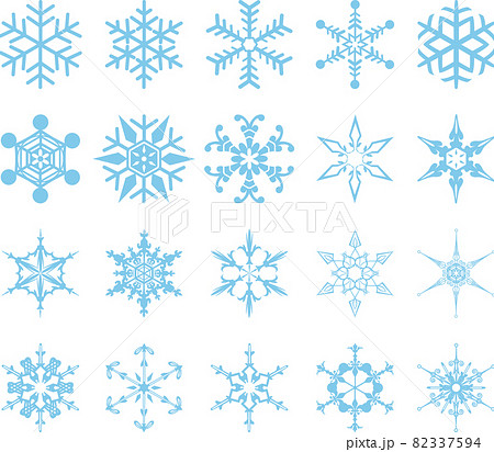 雪の結晶の水色アイコンセット 82337594