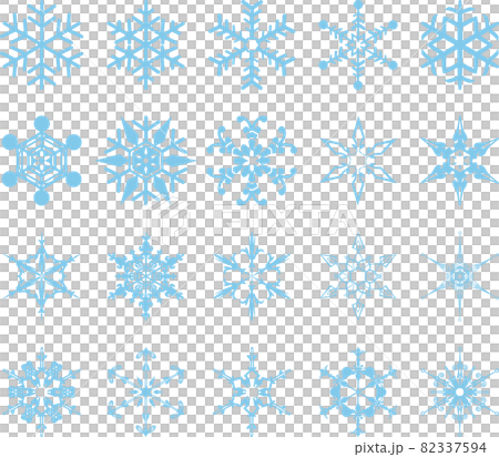 雪の結晶の水色アイコンセット 82337594