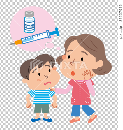 Illustration of a mother thinking about getting her child vaccinated Illustration of a mother thinking about getting her child vaccinated 82337956