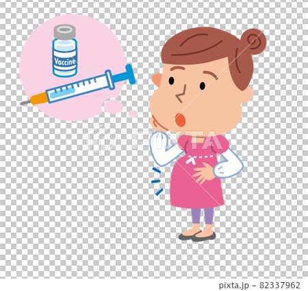 考慮接種疫苗的孕婦的插圖 82337962