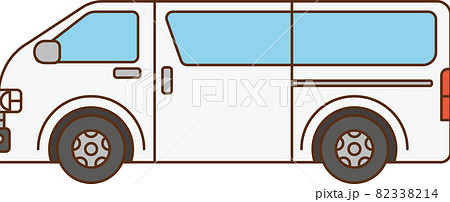 横から見た白い貨物車のイラストのイラスト素材 3314