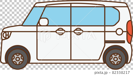Illustration of a white tall wagon type light car seen from the side 82338217