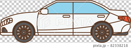 横から見た白い高級車のイラストのイラスト素材 3318