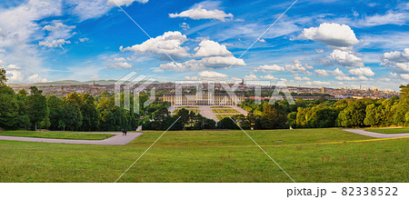 Vienna, Austria, panorama city skyline at Schonbrunn Palace and garden Vienna, Austria, panorama city skyline at Schonbrunn Palace and garden 82338522