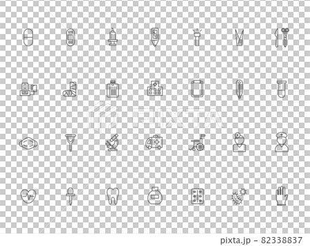 醫療線描圖標集 82338837