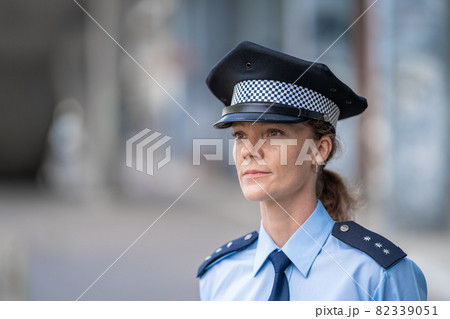 portrait of a young female policewoman in uniform 82339051