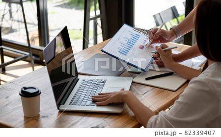 Business People Planning Strategy Analysis from financial document report, Office Concept 82339407