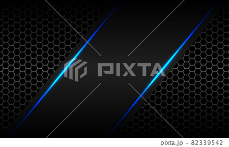 Abstract blue light neon on grey metallic black hexagon mesh design modern luxury futuristic technology vector background 82339542