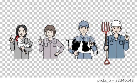 Dairy farmer, livestock farming, teaching, explanation, speaking, advice, keeper, men and women, illustration material 82340148