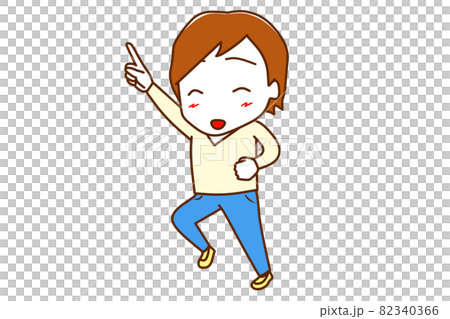 <Whole body / diagonal> A white man who departs with Let's Go and high tension 82340366