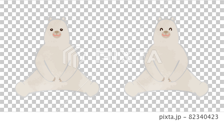 Cute polar bear sitting illustration set Cute polar bear sitting illustration set 82340423