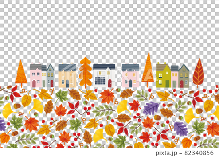 Autumn leaves cityscape cute hand-painted vector illustration Autumn leaves cityscape cute hand-painted vector illustration 82340856