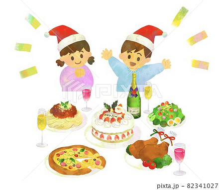 クリスマスパーティーに喜ぶ男の子と女の子 クリスマスパーティーに喜ぶ男の子と女の子 82341027
