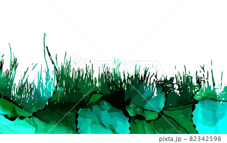 Abstract background with green silhouettes of meadow wild herbs and flowers. Wildflowers. Floral background. Wild grass. Vector illustration. 82342598