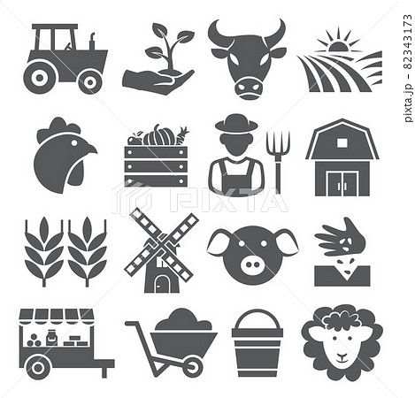 Farm icons set on white background 82343173