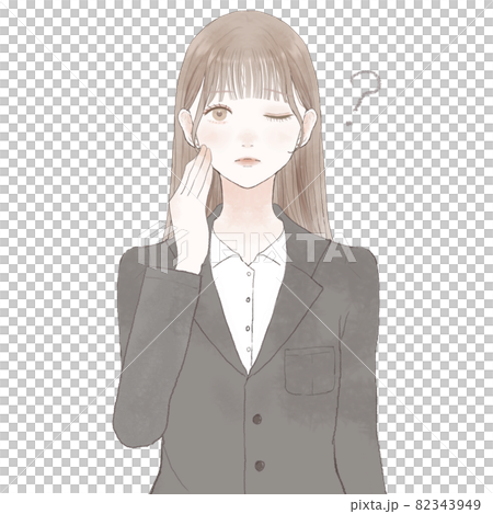 Woman in a suit having doubts Woman in a suit having doubts 82343949