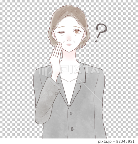 Middle-aged woman in a suit in doubt Middle-aged woman in a suit in doubt 82343951