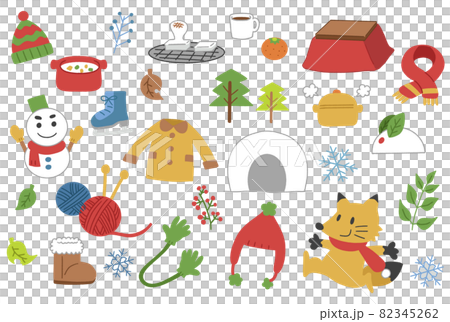 Winter hand-drawn illustration material set 03 82345262