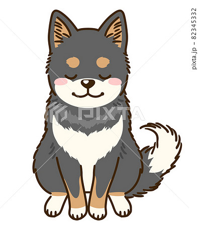 おじぎする黒柴のイラスト素材