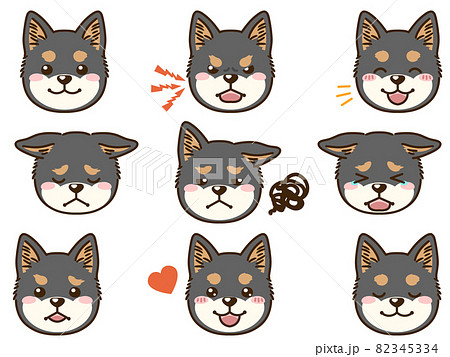 黒柴の表情のイラスト素材