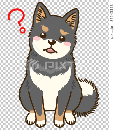 不思議に思う黒柴のイラスト素材 [82345338] - PIXTA