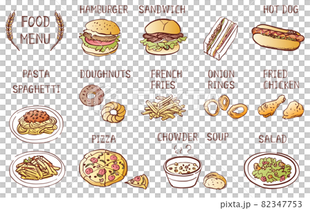 Fast food illustration material line drawing hand-painted color 82347753