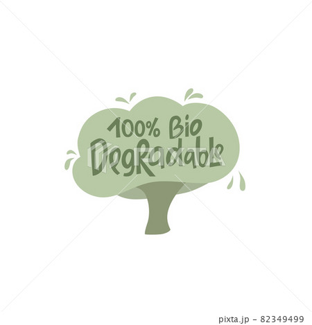Biodegradable handwritten sign of eco friendly, natural and organic labels for print packaging compostable, sustainable products. Lettering stock illustration isolated on white background. EPS10 82349499